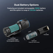 OLIGHT BATON TURBO RECHARGABLE MULTIPLE POWER SOURCES TORCH WITH 510 METER BEAM
