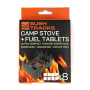 BUSH TRACKS FOLDING CAMP STOVE WITH HEXAMINE TABLETS