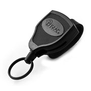 KEYBAK SUPER48 HEAVY DUTY RETRACTABLE KEYCHAIN WITH BALL JOINT LOCK & LEATHER LOOP