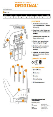 MECHANIX WEAR DURAHIDE LEATHER ORIGINAL GLOVES