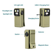 OLIGHT OCLIP ULTRA RECHARGEABLE MINI CLIP ON TORCH WITH FLOODLIGHT, SPOTLIGHT & UV LIGHT