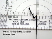 MILITARY TEMPLATE TECHNOLOGY R.A.A. SEMI CIRCULAR PROTRACTOR 