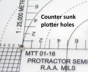 MILITARY TEMPLATE TECHNOLOGY R.A.A. SEMI CIRCULAR PROTRACTOR 