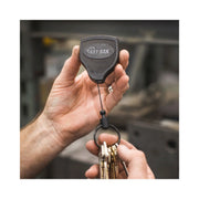 KEY-BAK SUPER48 HEAVY DUTY RETRACTABLE KEYCHAIN WITH BALL JOINT LOCK & LEATHER LOOP