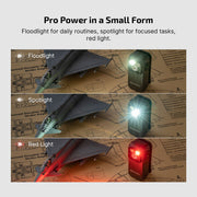 OLIGHT OCLIP PRO COMPACT LED CLIP LIGHT WITH FLOODLIGHT, SPOTLIGHT & RED LIGHT